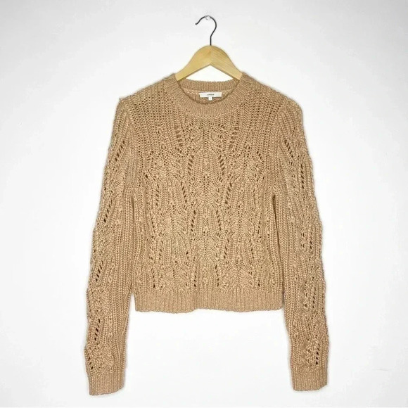 Vince Sweaters Variegated Cable Wool & Mohair-Blend Sweater In Sawdust Size Sm - Picture 2 of 10
